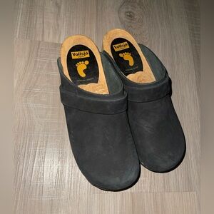 Vollsjo Women's Genuine Leather suede Wooden Clogs Made in EU